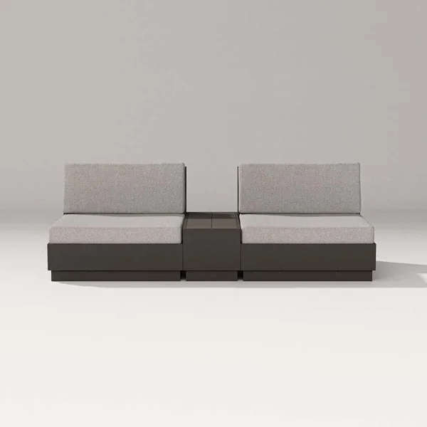 Elevate 3 Pc Recycled Plastic Club Chair Seating Set in Vintage Coffee/Weathered Tweed By PW Designer Series