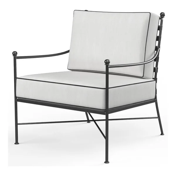 Provence Wrought Iron Club Chair in Pewter/Canvas Natural by Sunset West