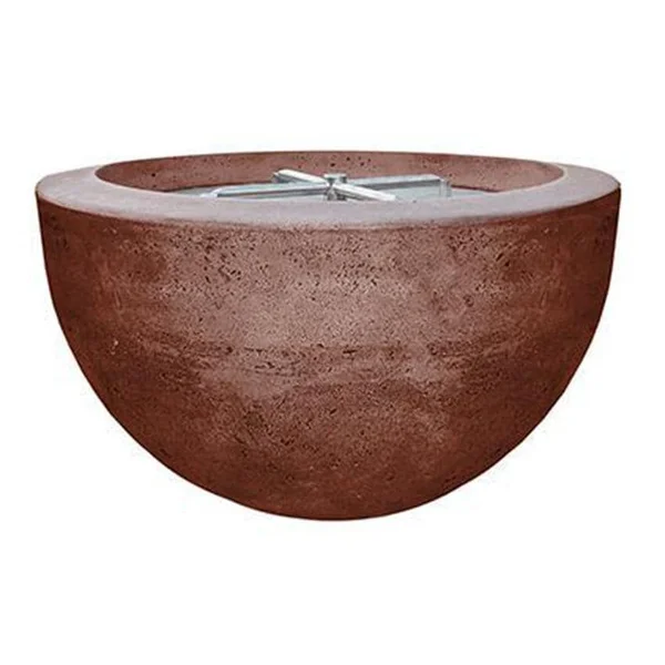 Valley Bay 3 30 Inch Round GFRC Natural Gas Fire Bowl in Cafe by Lakeview Outdoor Designs