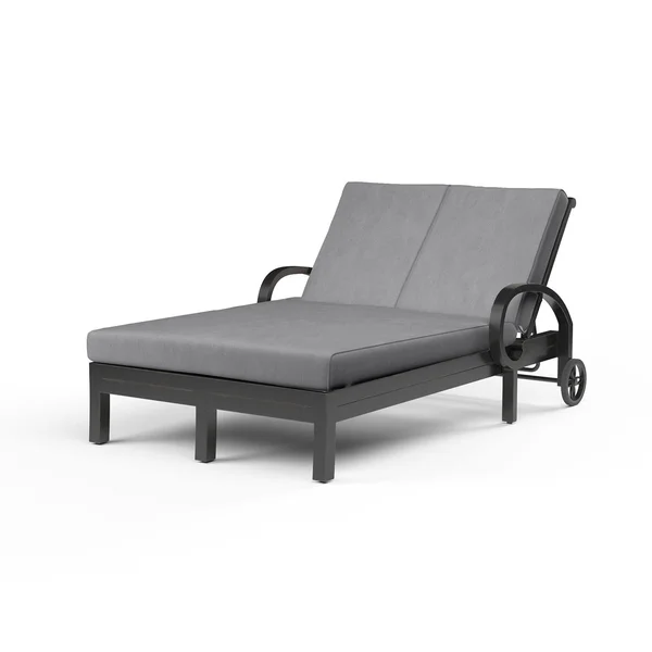 Monterey Aluminum Patio Double Chaise Lounge in Canvas Granite w/ Self Welt By Sunset West