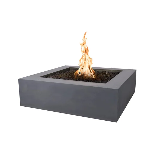 Quad 36 Inch Square GFRC Propane Fire Pit in Gray by The Outdoor Plus