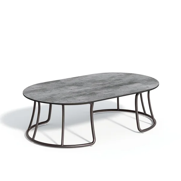 Malti 55 X 33 Inch Oval Aluminum Coffee Table in Carbon by Oxford Garden