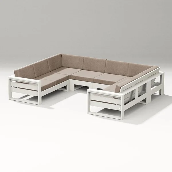 Latitude 6 Person Sectional Sofa in Vintage White/Spiced Burlap By PW Designer Series