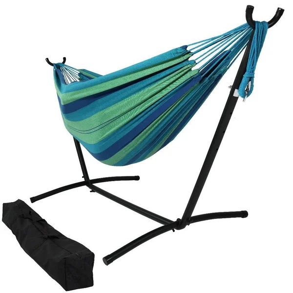Ultimate Patio Brazilian Double Hammock w/ Stand - Beach Oasis
