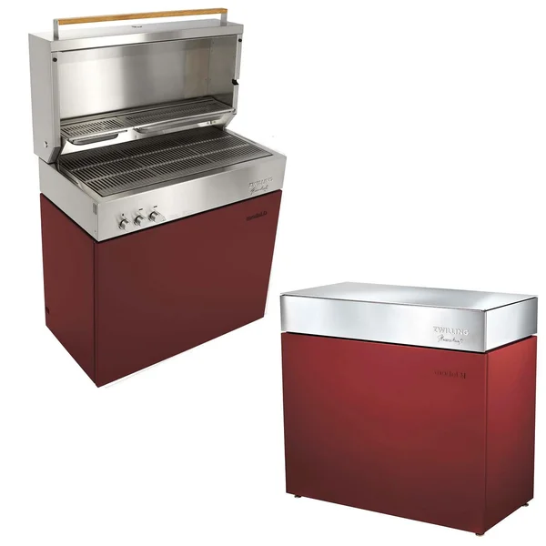 Flammkraft Model D Freestanding Grill & Model M Prep Center Module - Ruby - 1029543