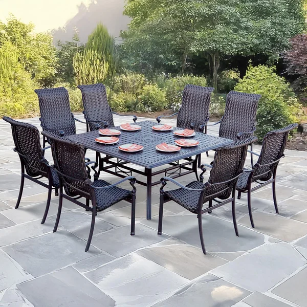 Victoria 9 Pc Cast Aluminum Dining Set in Espresso By Darlee