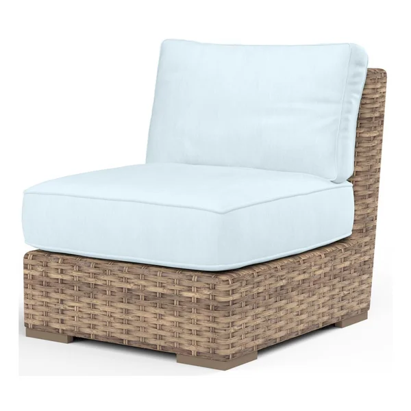 Havana Wicker Armless Club Chair in Tobacco/Canvas Skyline by Sunset West