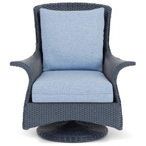 Mandalay Lloyd Loom Swivel Rocker Club Chair in Denim Blue/Demo Skyway by Lloyd Flanders