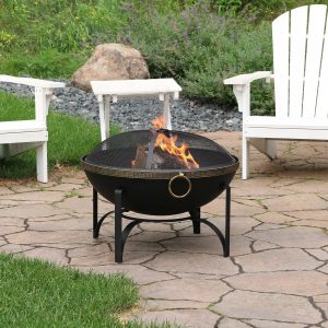 26 Inch Round Steel Wood-Burning Fire Bowl in Black by Ultimate Patio