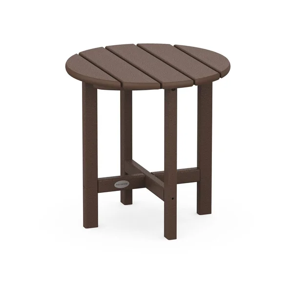 18 Inch Round Recycled Plastic End Table in Mahogany by POLYWOOD