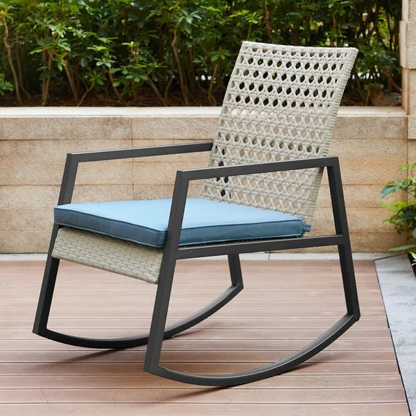 Pointebell Steel Rocking Chair in Gray/Blue by Ultimate Patio