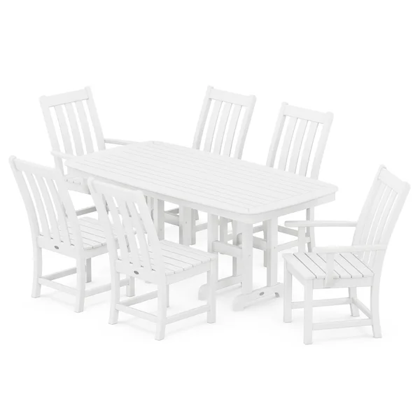 POLYWOOD Vineyard 7-Piece Nautical Dining Set - White