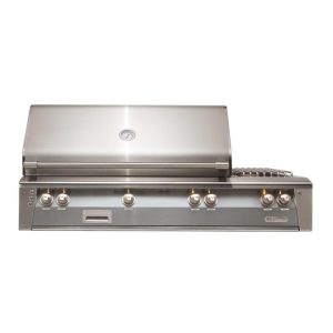Alfresco ALXE 56-Inch Built-In Natural Gas Deluxe Grill With Sear Zone, Rotisserie, And Side Burner in Signal Gray - ALXE-56SZ-NG-S7004
