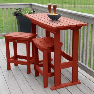 Hart Lane 3 Pc Recycled Plastic Counter Height Dining Set in Rustic Red by Lakeview Outdoor Designs