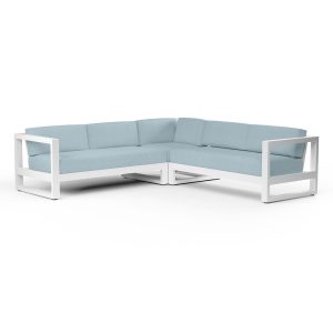 Newport Aluminum Patio Sectional in Canvas Skyline w/ No Welt By Sunset West