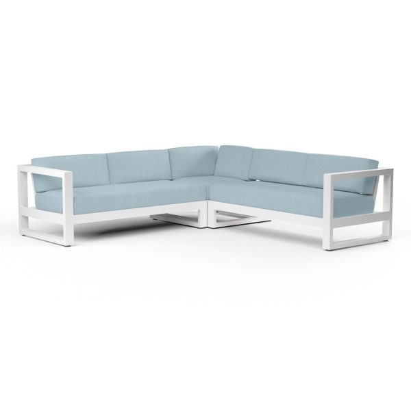 Newport Aluminum Patio Sectional in Canvas Skyline w/ No Welt By Sunset West