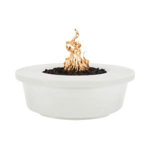 Tempe 48 Inch Round GFRC Propane Fire Pit in Limestone by The Outdoor Plus