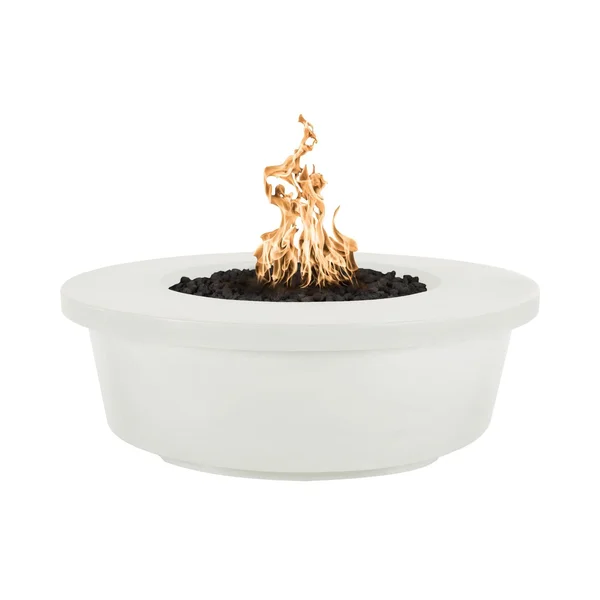 Tempe 48 Inch Round GFRC Natural Gas Fire Pit in Limestone by The Outdoor Plus