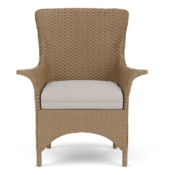 Mandalay Wicker Dining Arm Chair in Fawn/Remy Cloud By Lloyd Flanders