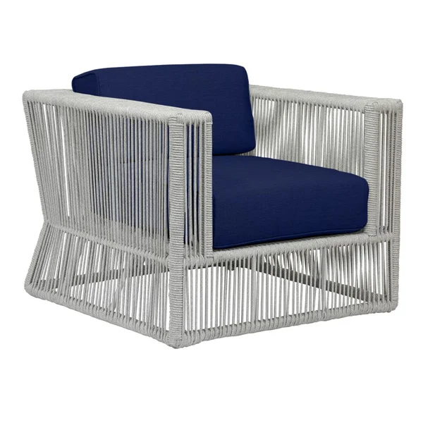 Miami Olefin Rope Patio Club Chair in Echo Midnight w/ Self Welt By Sunset West