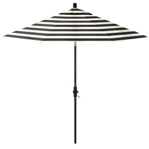 California Umbrella Golden State Series 9 Ft Octagonal Aluminum Collar Tilt Patio Umbrella W/ Crank Lift - Stone Black Frame / Sunbrella Cabana Classic Canopy