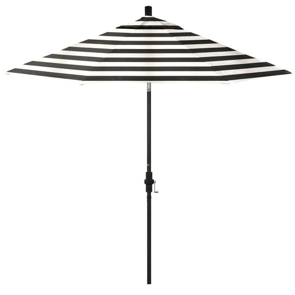 California Umbrella Golden State Series 9 Ft Octagonal Aluminum Collar Tilt Patio Umbrella W/ Crank Lift - Stone Black Frame / Sunbrella Cabana Classic Canopy