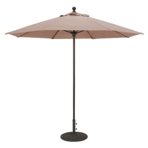 Galtech 9 Ft. Octagonal Aluminum Patio Market Umbrella W/ Push Lift - Black Frame W/ Sunbrella Canvas Antique Beige Canopy