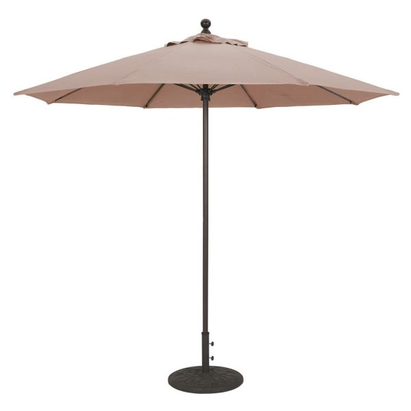 Galtech 9 Ft. Octagonal Aluminum Patio Market Umbrella W/ Push Lift - Black Frame W/ Sunbrella Canvas Antique Beige Canopy