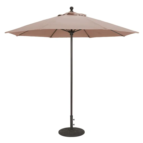 Galtech 9 Ft. Octagonal Aluminum Patio Market Umbrella W/ Push Lift - Black Frame W/ Sunbrella Canvas Antique Beige Canopy