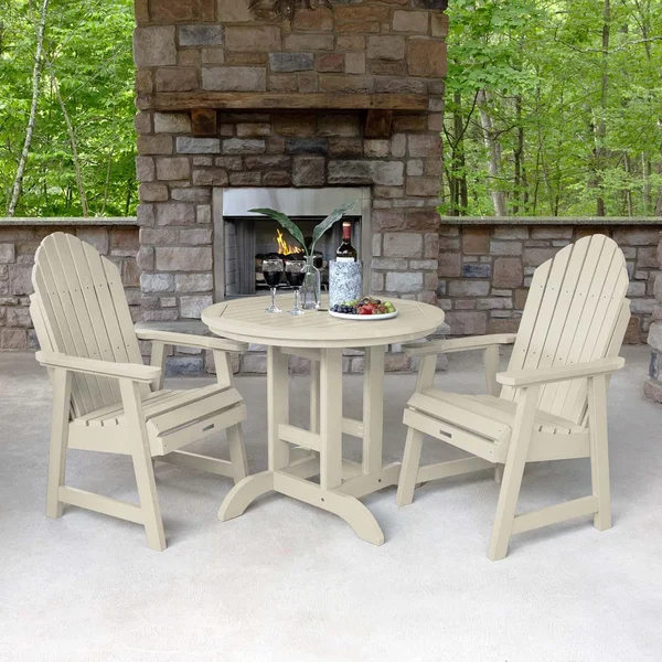Dream Bay 3 Pc Recycled Plastic Round Dining Set in Whitewash by Lakeview Outdoor Designs