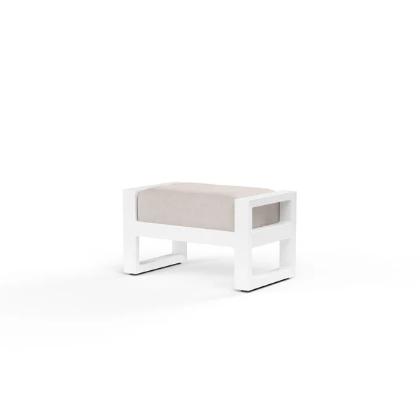 Newport 31 X 18 Rectangular Aluminum Patio Ottoman in Canvas Natural w/ No Welt By Sunset West