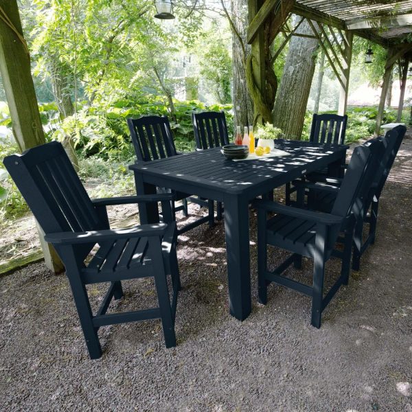 Hart Lane 7 Pc Recycled Plastic Rectangular Counter Height Dining Set in Federal Blue by Lakeview Outdoor Designs