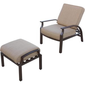 Brooklyn Aluminum Reclining Club Chair & Ottoman in Multi Brown/Sesame by Darlee