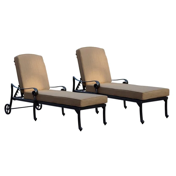 Santa Monica Cast Aluminum 2 Pc Set Chaise Lounge Set in Antique Bronze/Sesame by Darlee