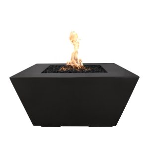 Redan 50 Inch Square GFRC Propane Fire Pit in Black by The Outdoor Plus