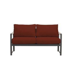 Avenue Bay 2 Person Aluminum Loveseat in Slate/Canvas Henna by Lakeview Outdoor Designs