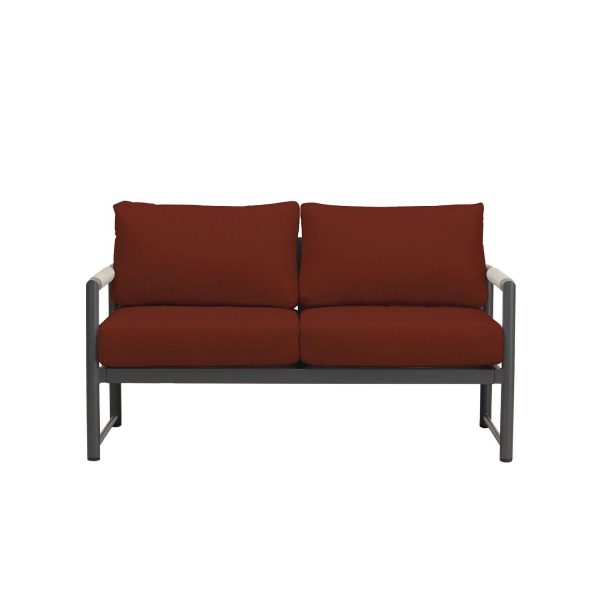 Avenue Bay 2 Person Aluminum Loveseat in Slate/Canvas Henna by Lakeview Outdoor Designs