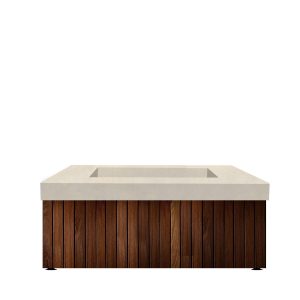Canyon Bay 42 Inch Square GFRC Propane Fire Pit Table in Coastal by Lakeview Outdoor Designs