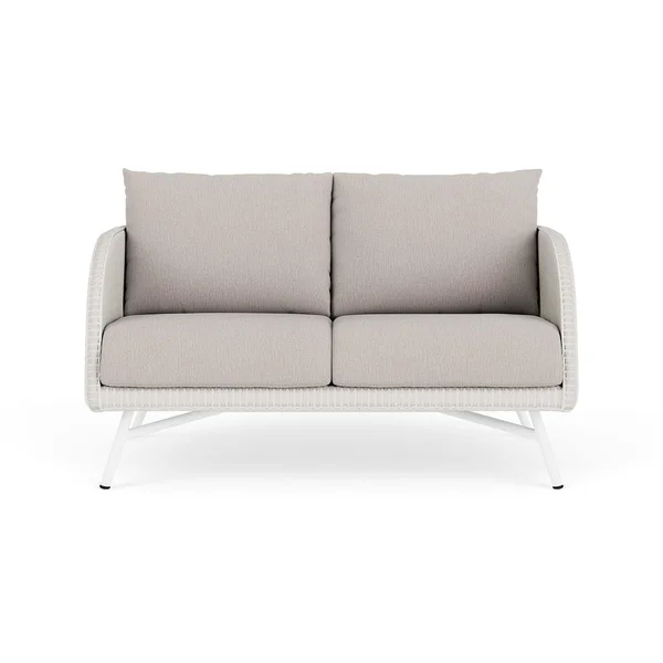 Essence Lloyd Loom Loveseat in Matte White/Remy Cloud by Lloyd Flanders
