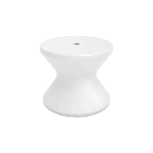 Signature 18 Inch Round Polyresin End Table w/ Umbrella Hole in White by Ledge Lounger