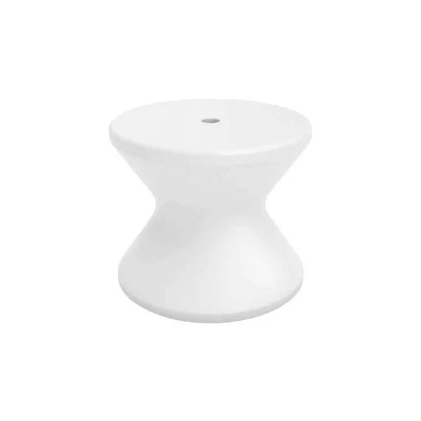 Signature 18 Inch Round Polyresin End Table w/ Umbrella Hole in White by Ledge Lounger