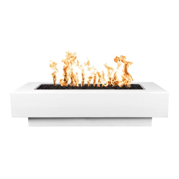 Coronado 96 Inch Rectangular Powder Coated Steel Natural Gas Fire Pit w/ Glow Plug in White by The Outdoor Plus