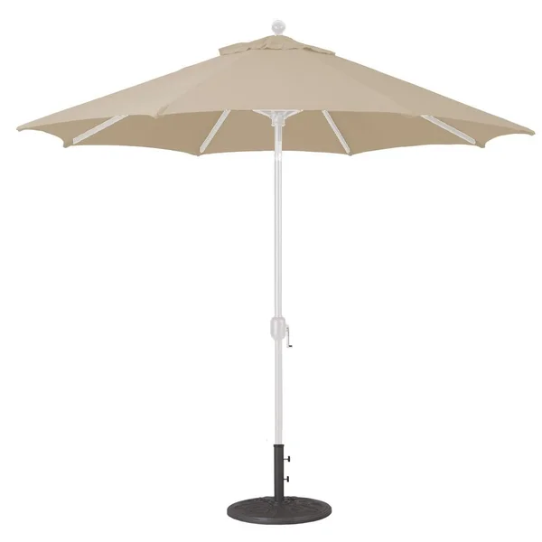 Galtech 9 Ft. Octagonal Aluminum Patio Market Umbrella W/ Crank Lift And Deluxe Auto Tilt - White Frame W/ Sunbrella Canvas Antique Beige Canopy
