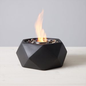 Geo 11 Inch Round Concrete Gel Fuel Table-top Fire Pit in Black by TerraFlame