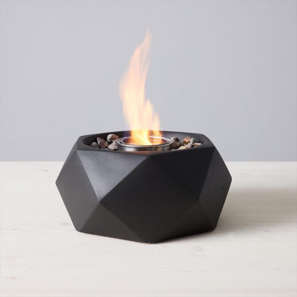 Geo 11 Inch Round Concrete Gel Fuel Table-top Fire Pit in Black by TerraFlame