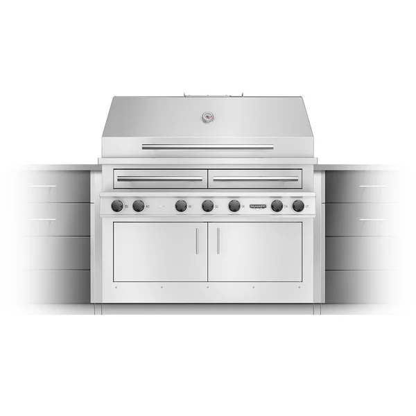 Kalamazoo K1000HB Hybrid Fire Four Burner Built-In Natural Gas Grill W/ Meat, Vegetable, & Two Plancha Grill Surface Grates