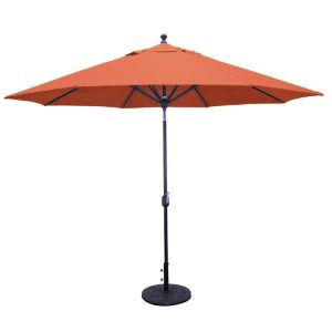 Galtech 11 Ft. Octagonal Aluminum Patio Market Umbrella W/ Crank Lift And Deluxe Auto Tilt - Antique Bronze Frame W/ Sunbrella Canvas Brick Canopy