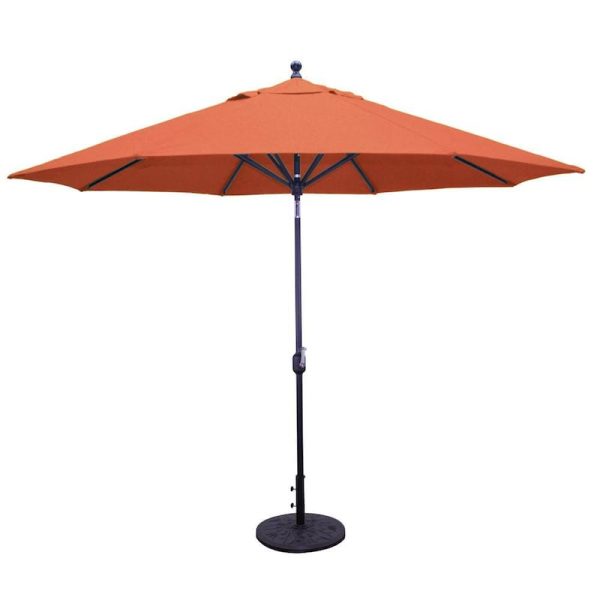 Galtech 11 Ft. Octagonal Aluminum Patio Market Umbrella W/ Crank Lift And Deluxe Auto Tilt - Antique Bronze Frame W/ Sunbrella Canvas Brick Canopy