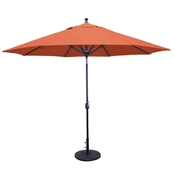 Galtech 11 Ft. Octagonal Aluminum Patio Market Umbrella W/ Crank Lift And Deluxe Auto Tilt - Antique Bronze Frame W/ Sunbrella Canvas Brick Canopy