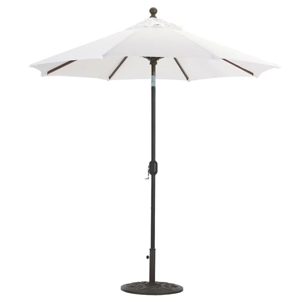 Galtech 7.5 Ft. Octagonal Aluminum Patio Market Umbrella W/ Crank Lift And Deluxe Auto Tilt - Black Frame W/ Sunbrella Canvas Natural Canopy